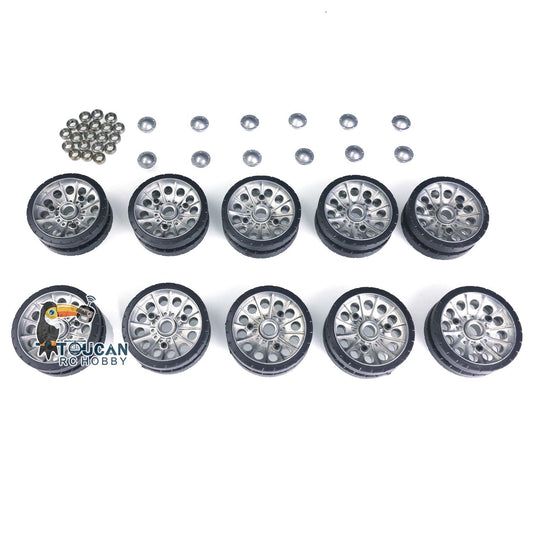 TOUCAN RC HOBBY 1Set Metal Road Wheels With Bearings Caps for 1/16 Henglong Soviet T34-85 RC Tank 3909 Remote Control Model Accessories