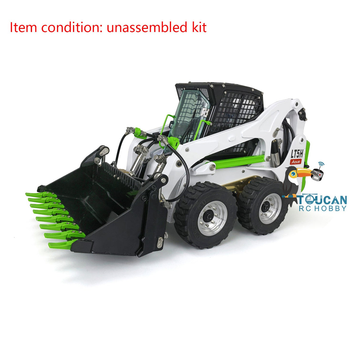 TOUCAN RC HOBBY LESU 1/14 Metal RC Loader Aoue-LT5H Hydraulic Wheeled Skid-Steer Construction Vehicle Model Light Sound DIY Wheels Hubs fork Bucket Gripper Ripper Scarifier Shovel Clamp
