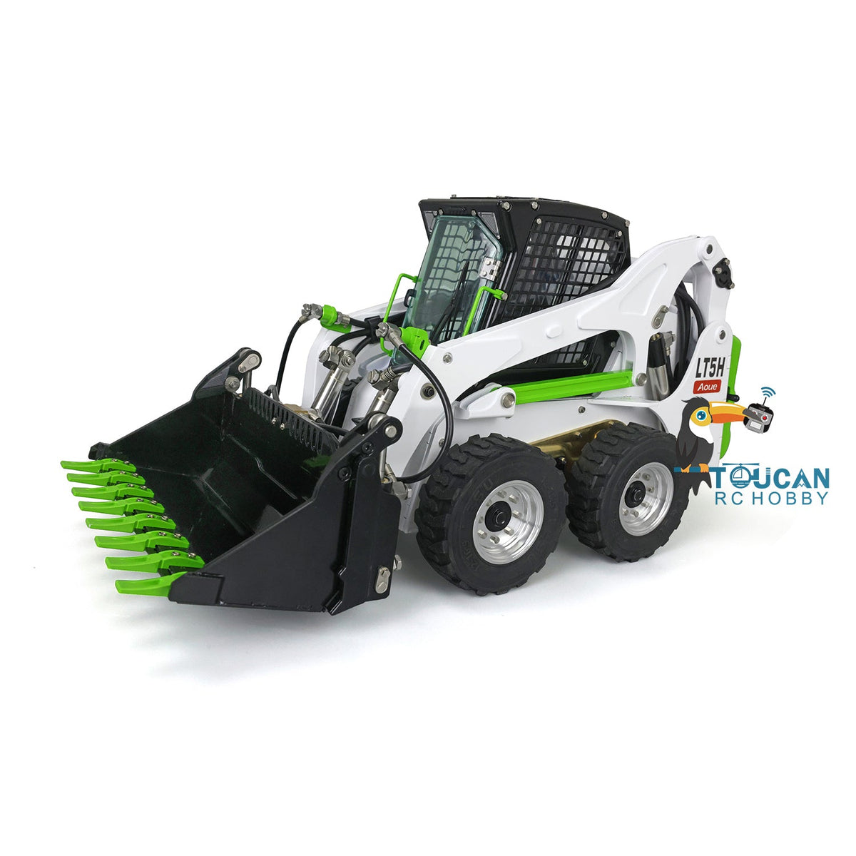 TOUCAN RC HOBBY LESU 1/14 Metal RC Loader Aoue-LT5H Hydraulic Wheeled Skid-Steer Construction Vehicle Model Light Sound DIY Wheels Hubs fork Bucket Gripper Ripper Scarifier Shovel Clamp