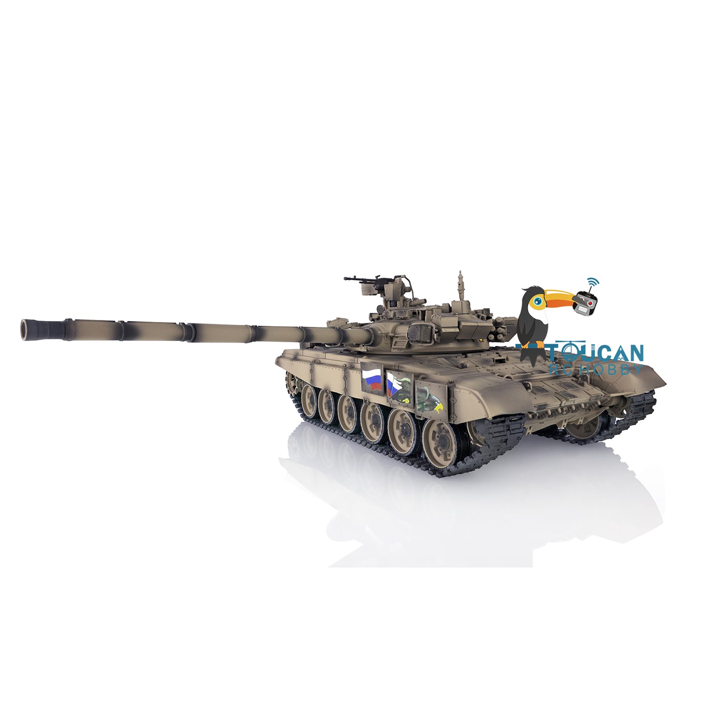 Verbesserter Henglong 1/16 TK7.0 Russischer T90, fahrbereit, funkgesteuerter Panzer, 3938 Metallketten, Kettenräder, Leiträder, Rauchgeräusche
