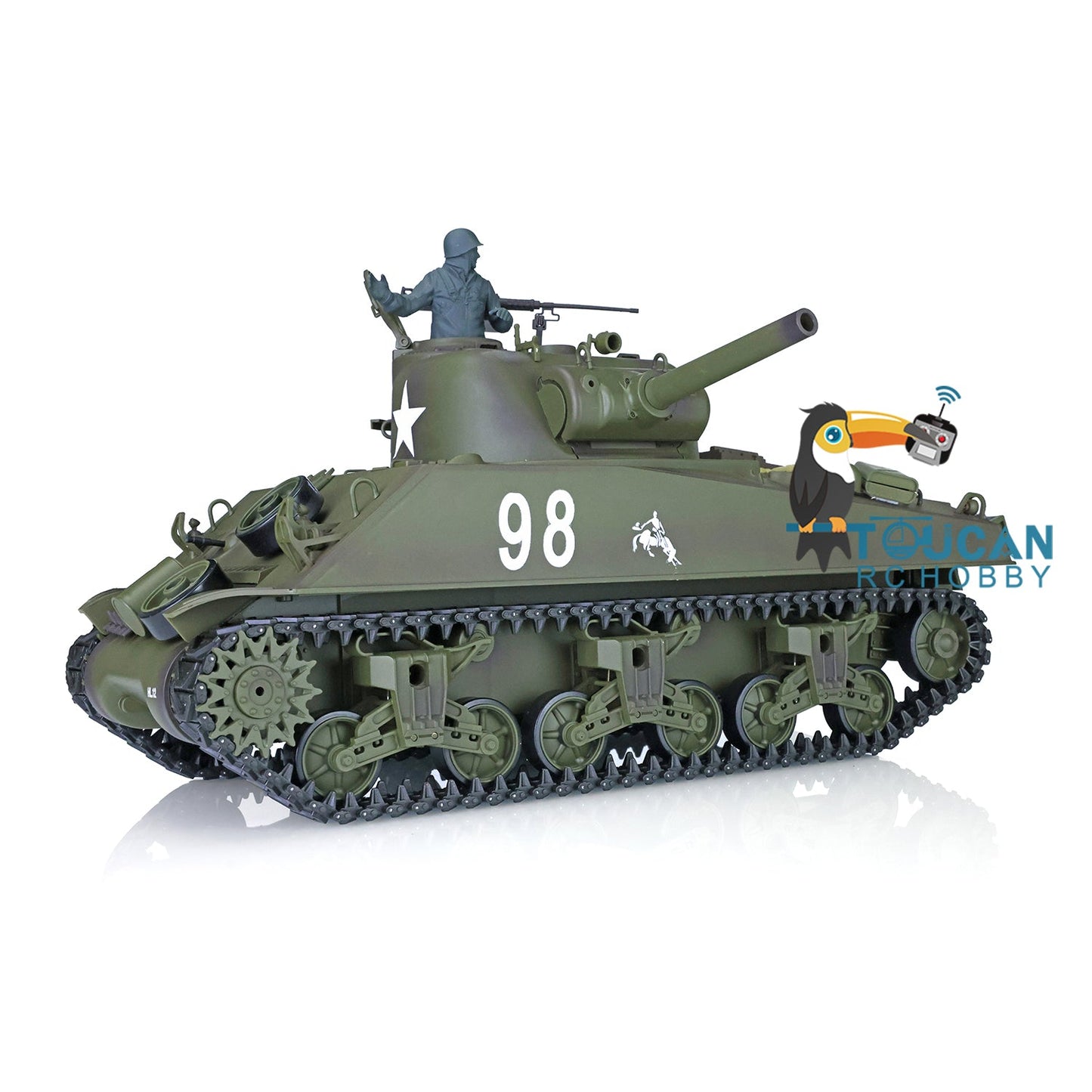 Henglong 1/16 TK7.0 Plastic USA M4A3 Sherman 3898 RTR RC Tank Barrel Recoil FPV 360 Degrees Turret Infrared Combat BB Smoke Steel Gearbox