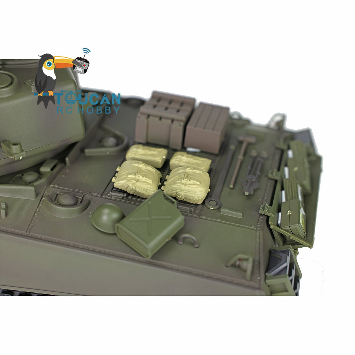 Henglong 1/16 2.4G TK7.0 Plastic USA M4A3 Sherman 3898 RTR RC Tank 360 Degrees Turret Infrared Combat BB Smoke Metal Barrel