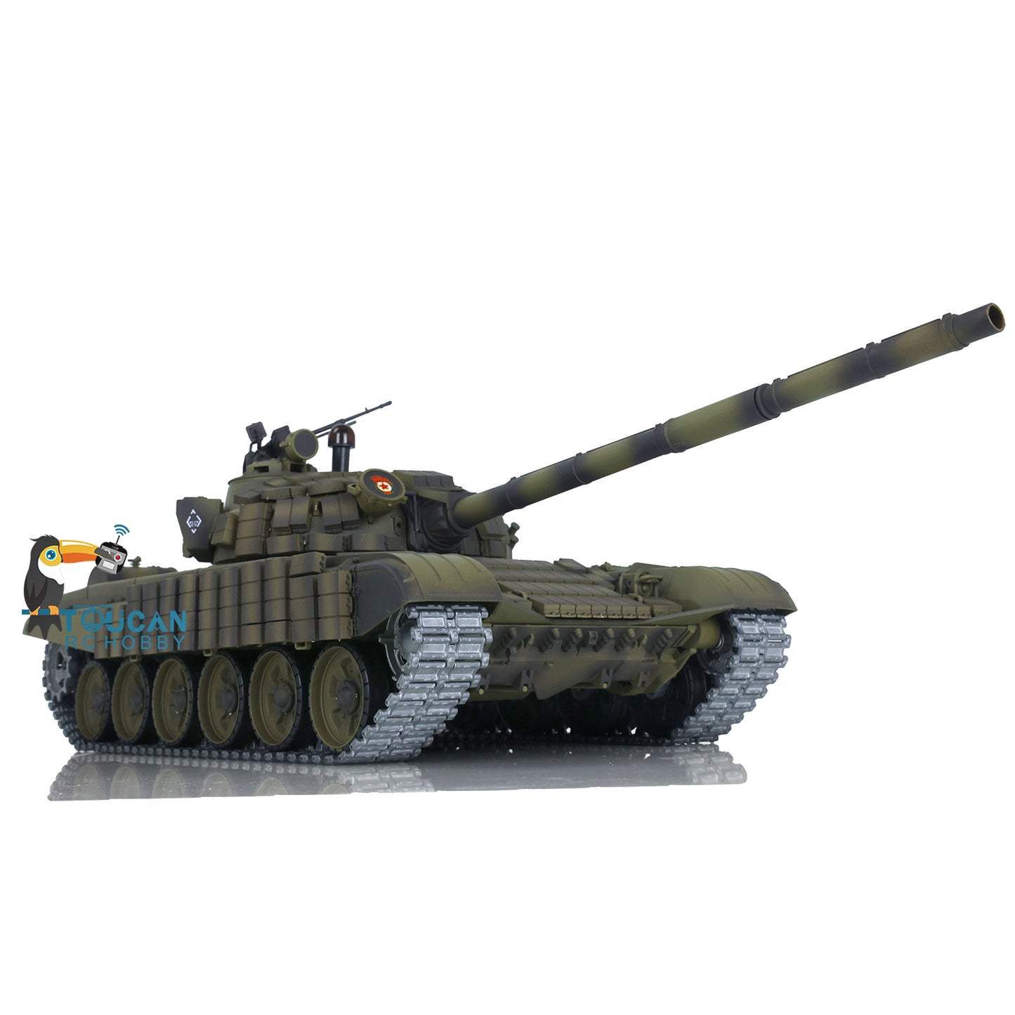 1:16 TK7.0 Verbesserter funkgesteuerter Henglong-Panzer T72, fahrbereit, 360°-Drehung, Metallketten mit gepaarten Gestängen, Rauchgeräusch