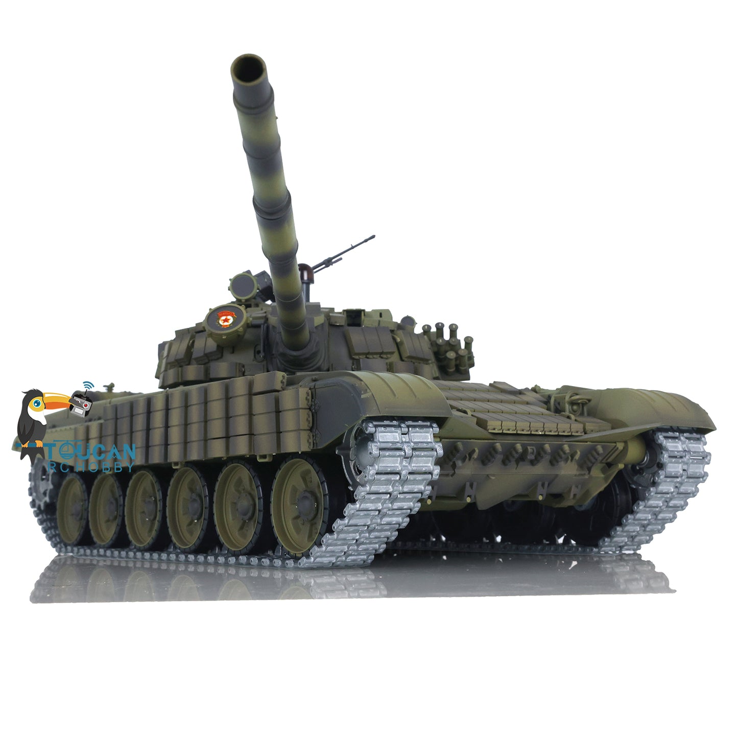 1:16 TK7.0 Verbesserter funkgesteuerter Henglong-Panzer T72, fahrbereit, 360°-Drehung, Metallketten mit gepaarten Gestängen, Rauchgeräusch