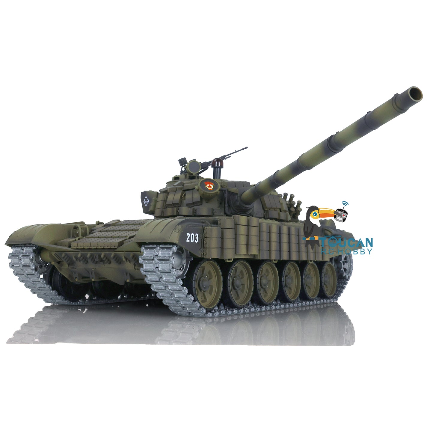 1:16 TK7.0 Verbesserter funkgesteuerter Henglong-Panzer T72, fahrbereit, 360°-Drehung, Metallketten mit gepaarten Gestängen, Rauchgeräusch