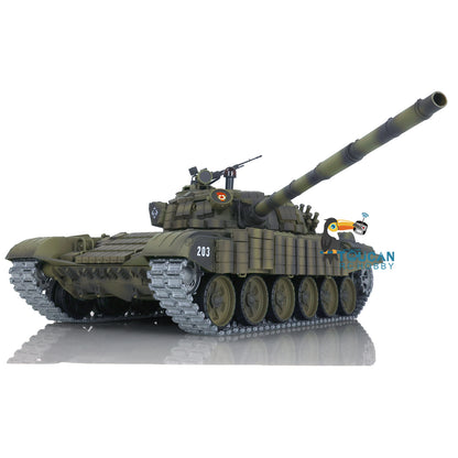 1:16 TK7.0 Verbesserter funkgesteuerter Henglong-Panzer T72, fahrbereit, 360°-Drehung, Metallketten mit gepaarten Gestängen, Rauchgeräusch