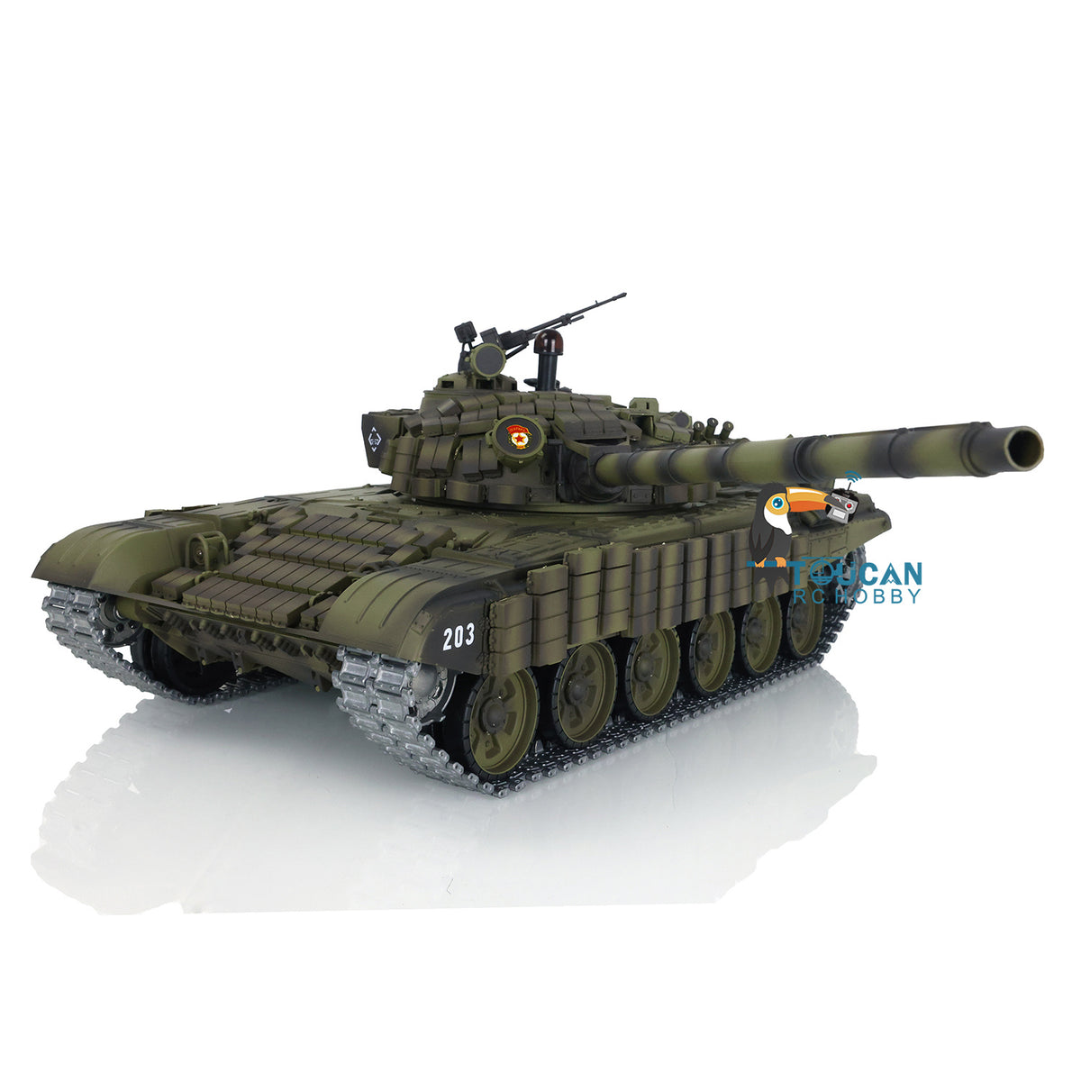1:16 TK7.0 Verbesserter funkgesteuerter Henglong-Panzer T72, fahrbereit, 360°-Drehung, Metallketten mit gepaarten Gestängen, Rauchgeräusch