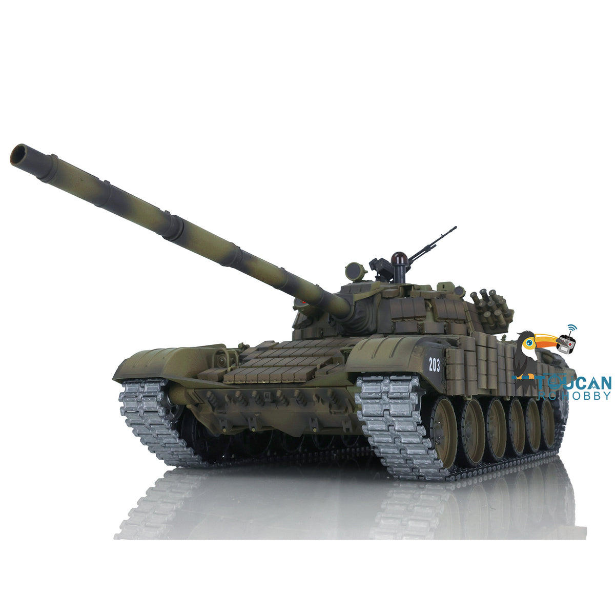 1:16 TK7.0 Verbesserter funkgesteuerter Henglong-Panzer T72, fahrbereit, 360°-Drehung, Metallketten mit gepaarten Gestängen, Rauchgeräusch