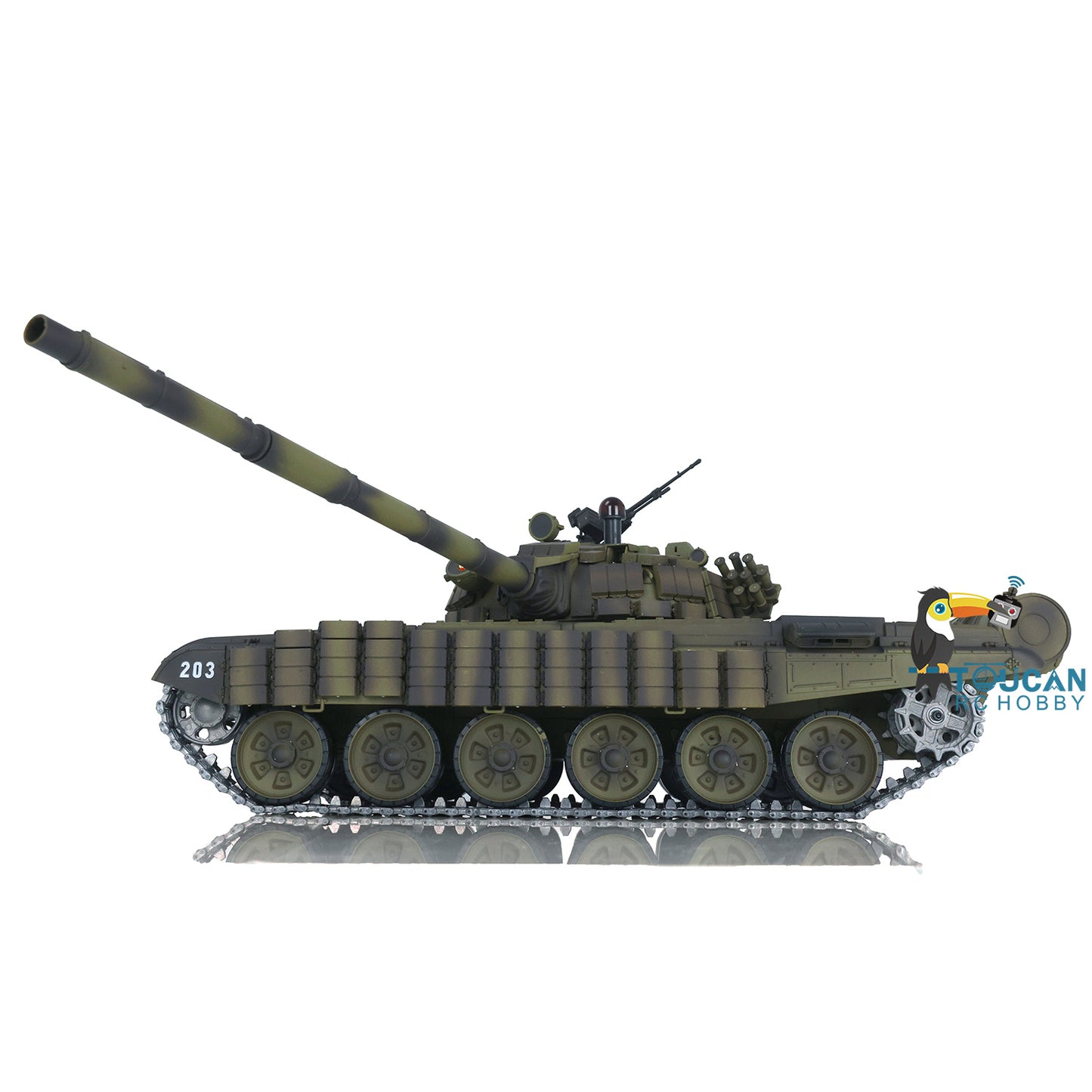 1:16 TK7.0 Verbesserter funkgesteuerter Henglong-Panzer T72, fahrbereit, 360°-Drehung, Metallketten mit gepaarten Gestängen, Rauchgeräusch
