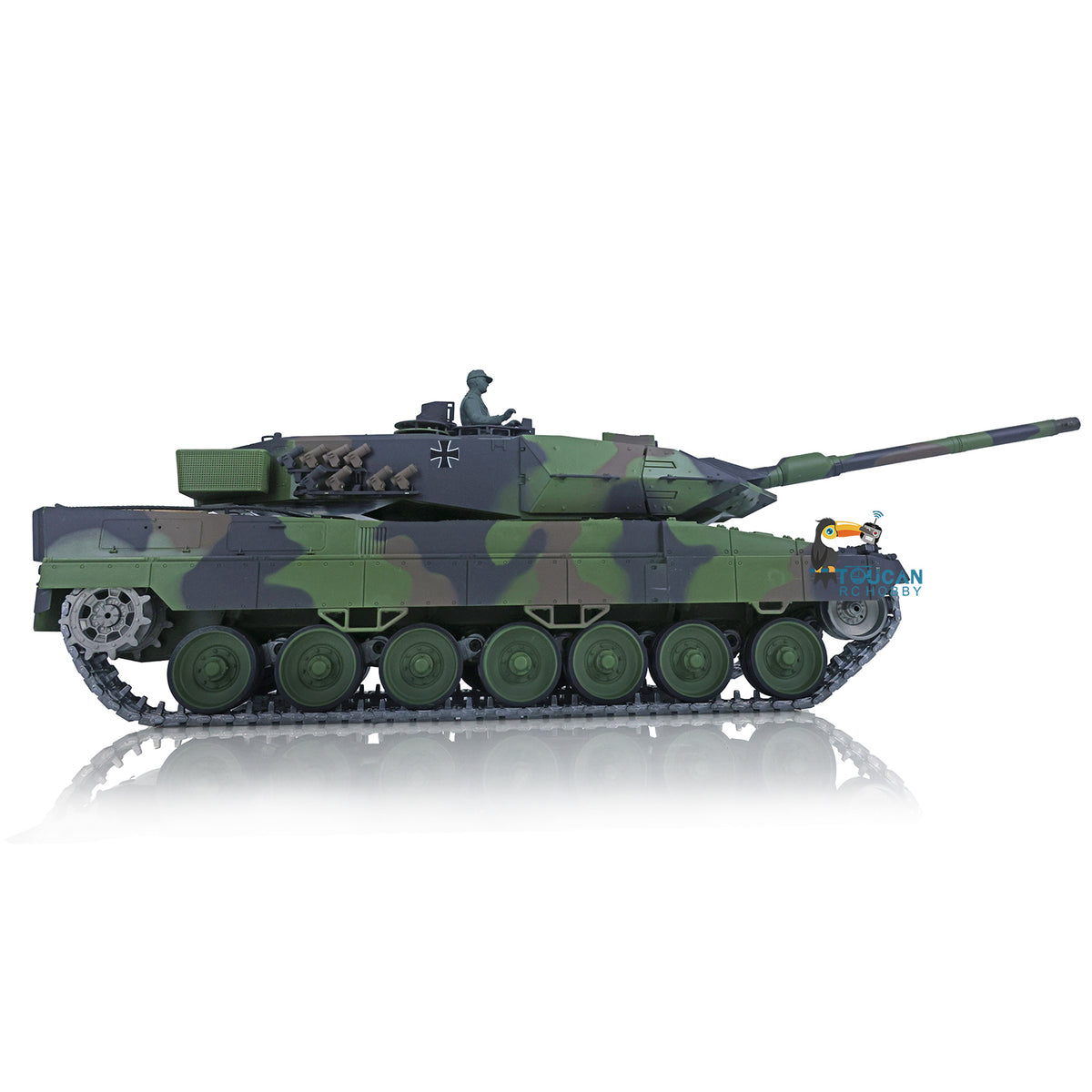 2,4G Henglong 1/16 Maßstab TK7.0 Upgrade FPV Leopard2A6 RC RTR Tank 3889 360 Barrel Rückstoß Metallketten Kettenräder Leiträder
