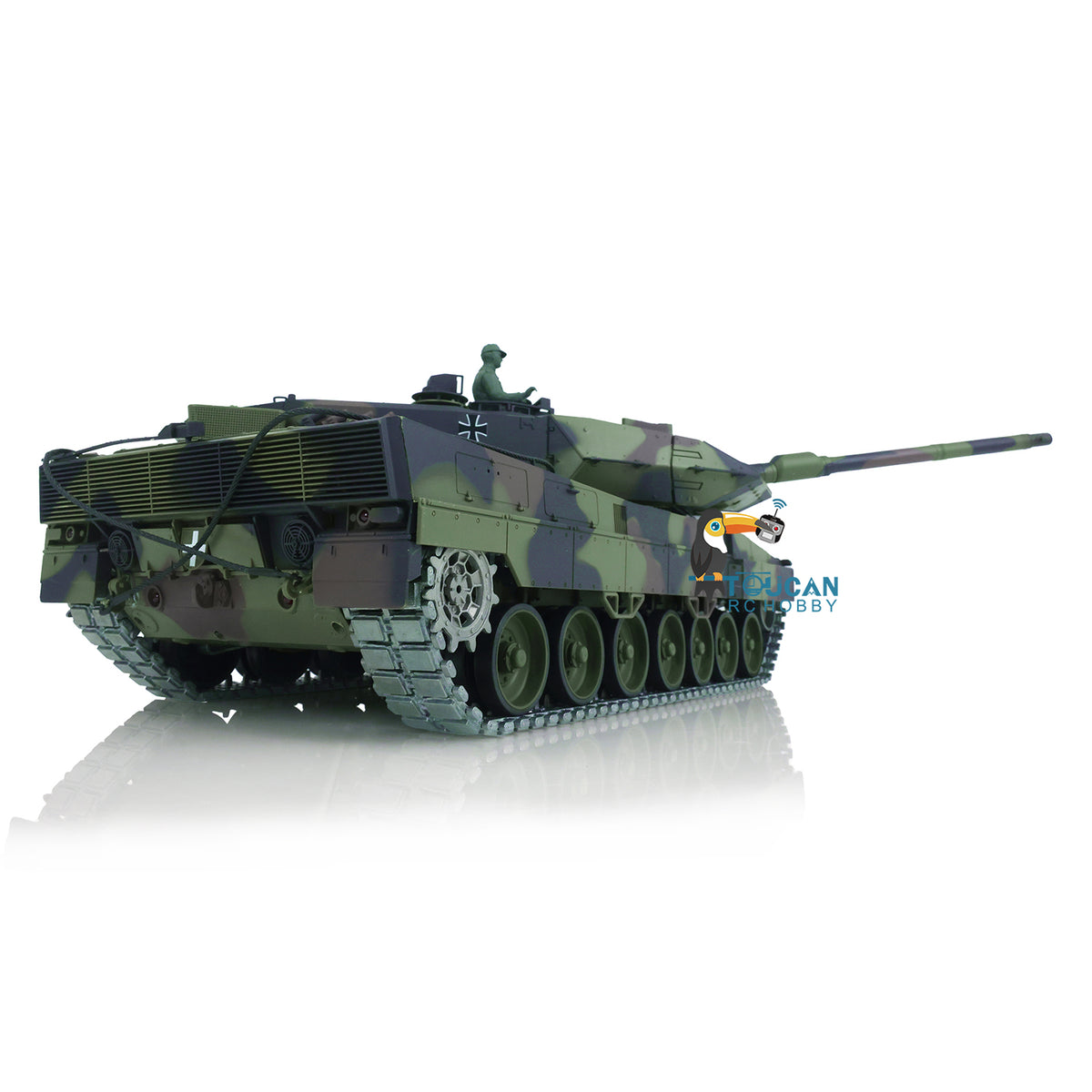 2,4G Henglong 1/16 Maßstab TK7.0 Upgrade FPV Leopard2A6 RC RTR Tank 3889 360 Barrel Rückstoß Metallketten Kettenräder Leiträder
