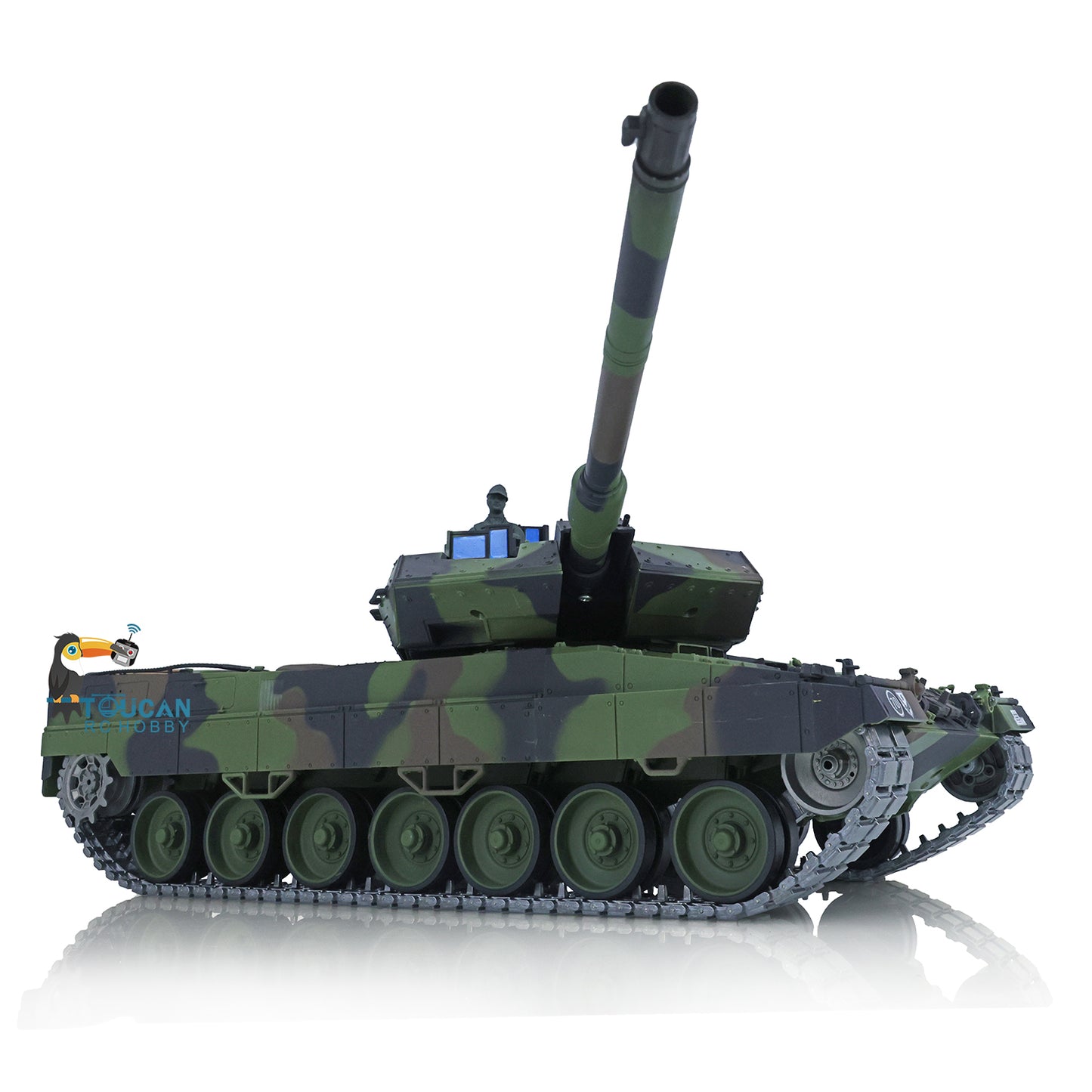 2,4G Henglong 1/16 Maßstab TK7.0 Upgrade FPV Leopard2A6 RC RTR Tank 3889 360 Barrel Rückstoß Metallketten Kettenräder Leiträder