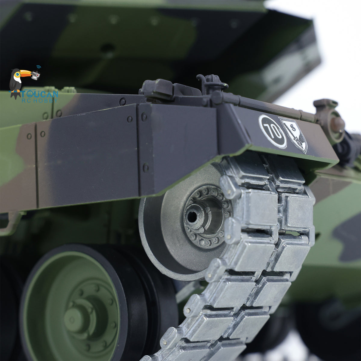 2,4G Henglong 1/16 Maßstab TK7.0 Upgrade FPV Leopard2A6 RC RTR Tank 3889 360 Barrel Rückstoß Metallketten Kettenräder Leiträder