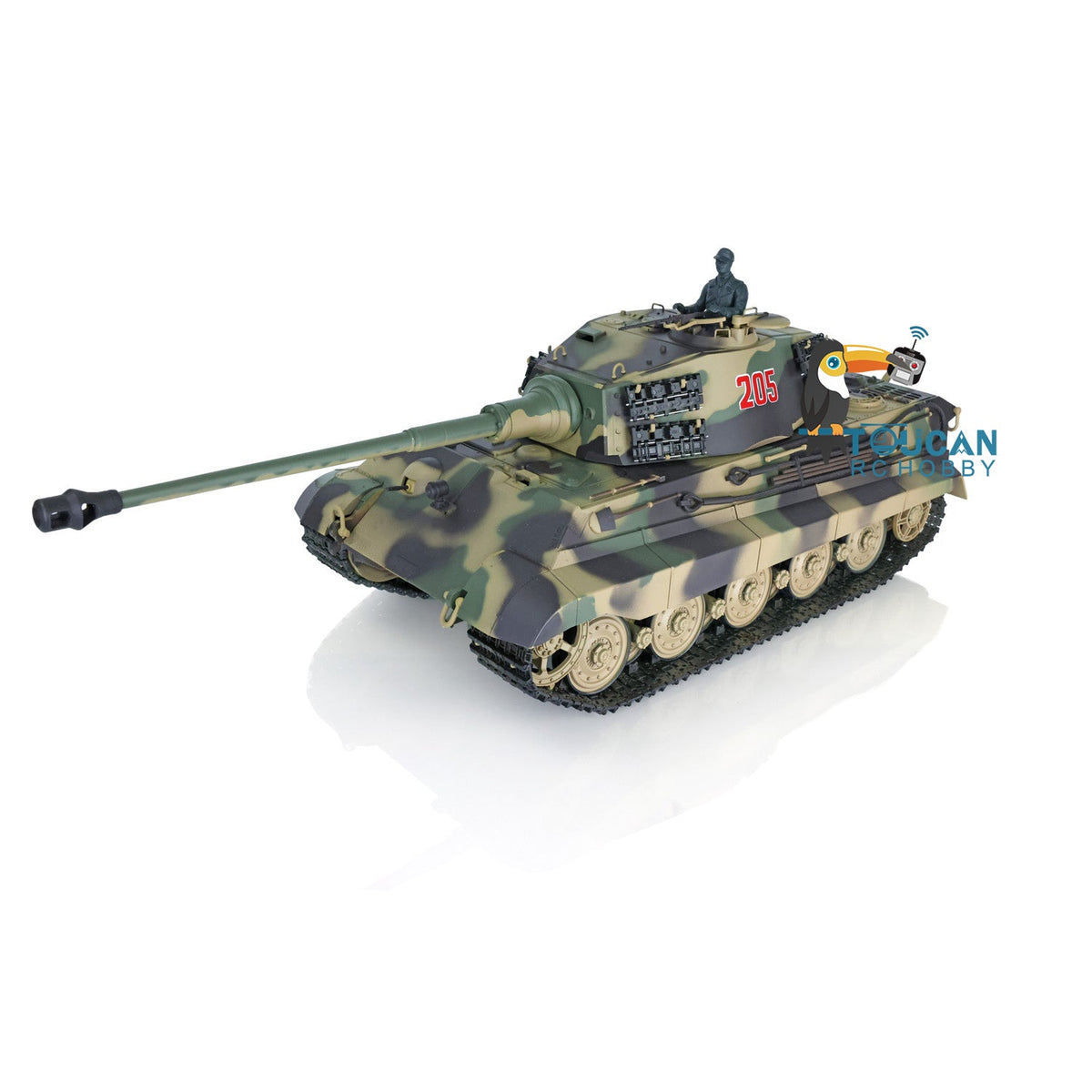 Henglong 1/16 TK7.0 Plastic 3888A German King Tiger RTR RC Tank with 360 Degrees Turret Sound Light Smoke BB Infrared Combat