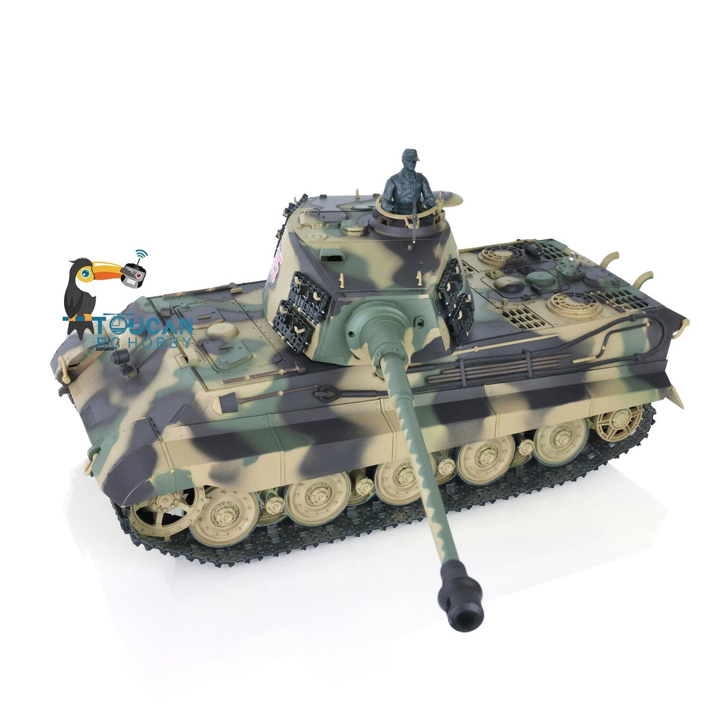Henglong 1/16 TK7.0 Plastic 3888A German King Tiger RTR RC Tank with 360 Degrees Turret Sound Light Smoke BB Infrared Combat