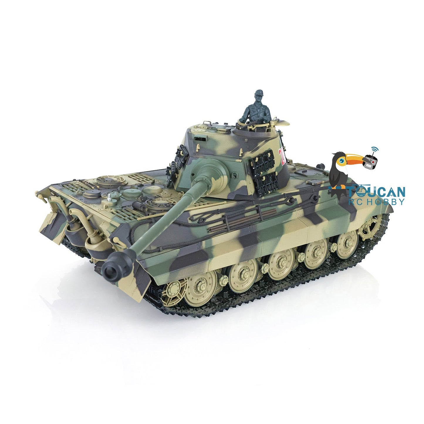 Henglong 1/16 TK7.0 Plastic German King Tiger RTR RC Tank 3888A with 360 Degrees Turret Barrel Recoil Infrared Combat BB Metal Barrel Steel Gearbox