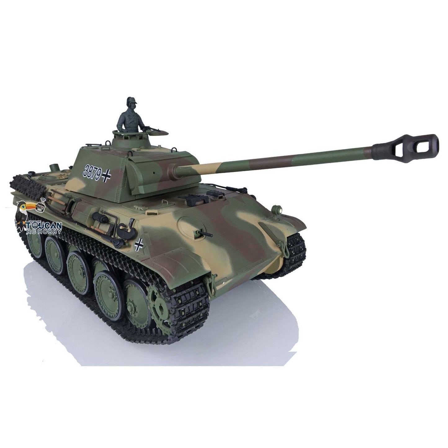 Henglong TK7.0 Deutscher Panther G aus Kunststoff im Maßstab 1/16, fahrbereit, ferngesteuerter Modellpanzer 3879 mit 360-Grad-Turmketten und Kettenrädern