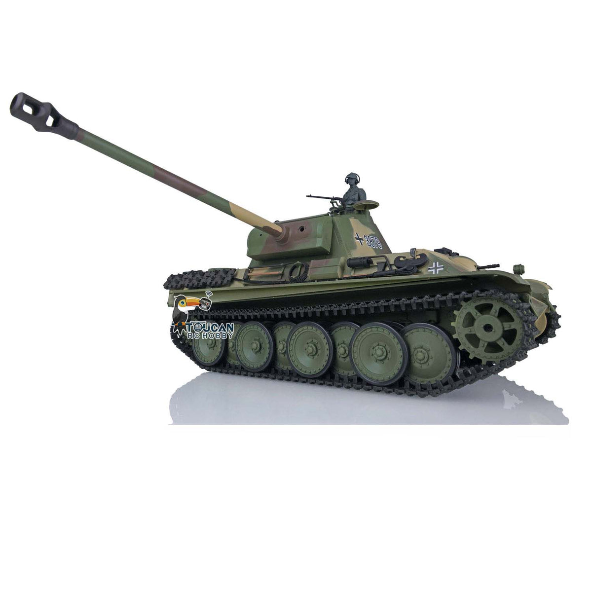 Henglong TK7.0 Deutscher Panther G aus Kunststoff im Maßstab 1/16, fahrbereit, ferngesteuerter Modellpanzer 3879 mit 360-Grad-Turmketten und Kettenrädern