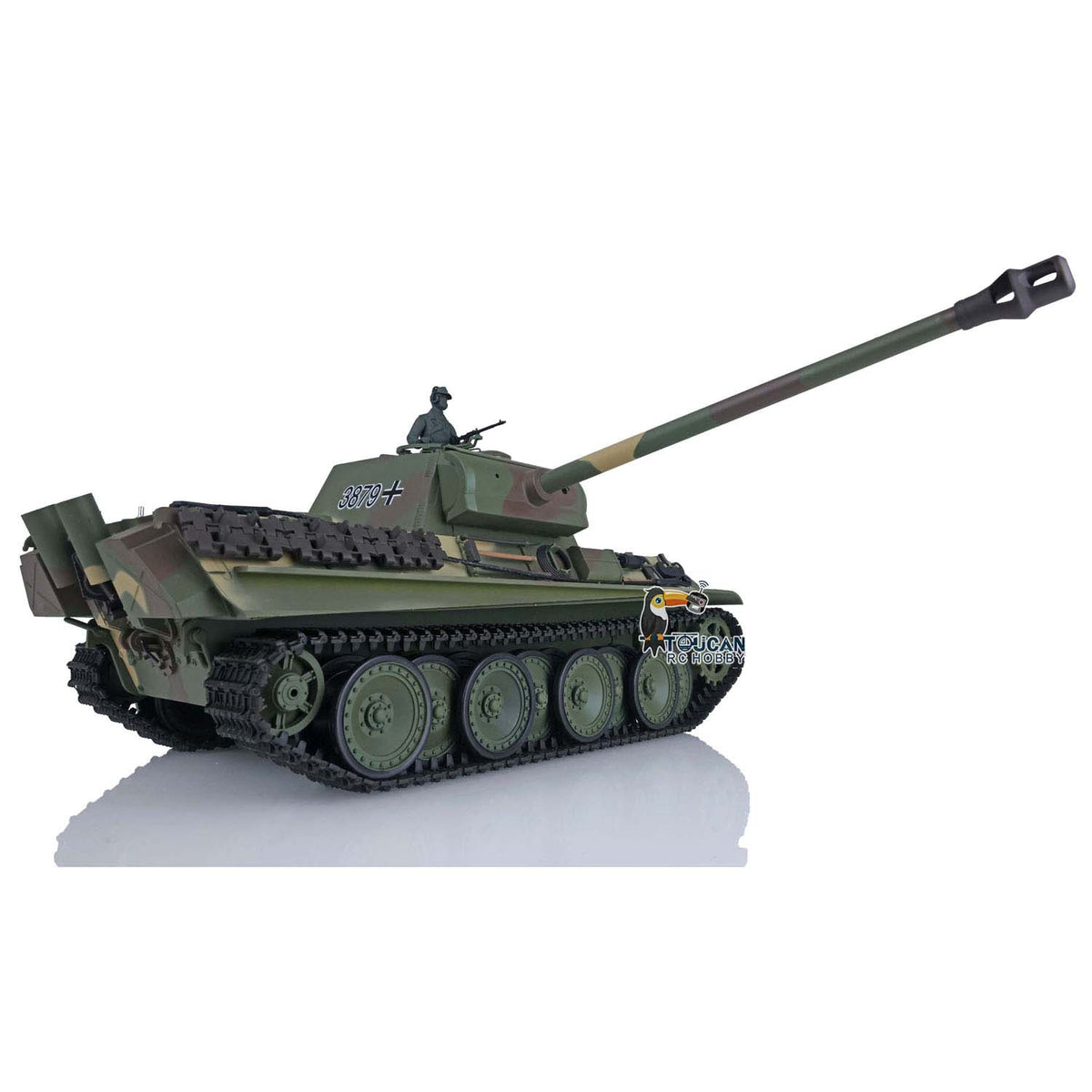 Henglong TK7.0 Deutscher Panther G aus Kunststoff im Maßstab 1/16, fahrbereit, ferngesteuerter Modellpanzer 3879 mit 360-Grad-Turmketten und Kettenrädern
