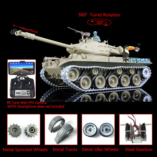 1/16 Maßstab TK7.0 Verbesserte Henglong Metallversion Walker Bulldog RTR RC Panzer 3839 360 Turmlauf Rückstoß FPV Kettenräder Leiträder