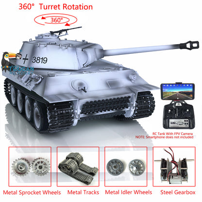 2,4 GHz Henglong 1/16 Maßstab TK7.0 FPV Verbesserte Metallversion Deutscher Panther V Ferngesteuerter Panzer Modell 3819 360 Turmsound