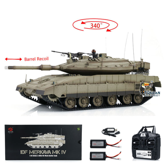 Heng Long 1/16 RC Battle Tank IDF Merkava IV 3958 Remote Control Military Tanks Infrared Combat BB Shooting Smoke Two Battery