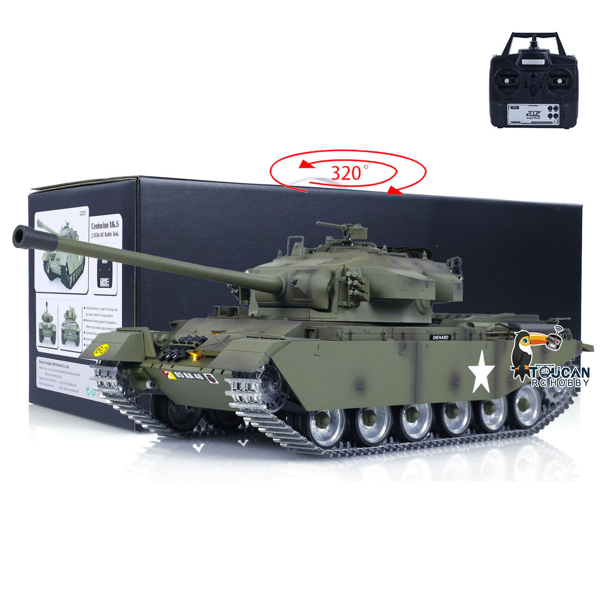 Tongde 1:16 RC Panzer Britischer Centurion MK5 BB und Infrarot-Kampfpanzer Metallketten Räder RTR-Modell Laufrückstoß