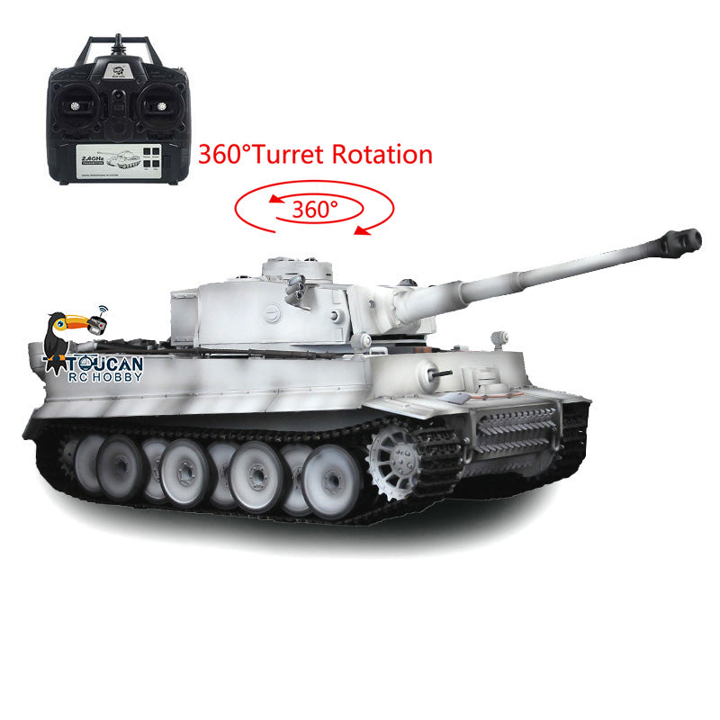 Henglong 1/16 TK7.0 German Tiger I RTR RC Tank 3818 with 360 Degrees Turret Infrared Combat Smoke BB Unit Metal Tracks Sprockets