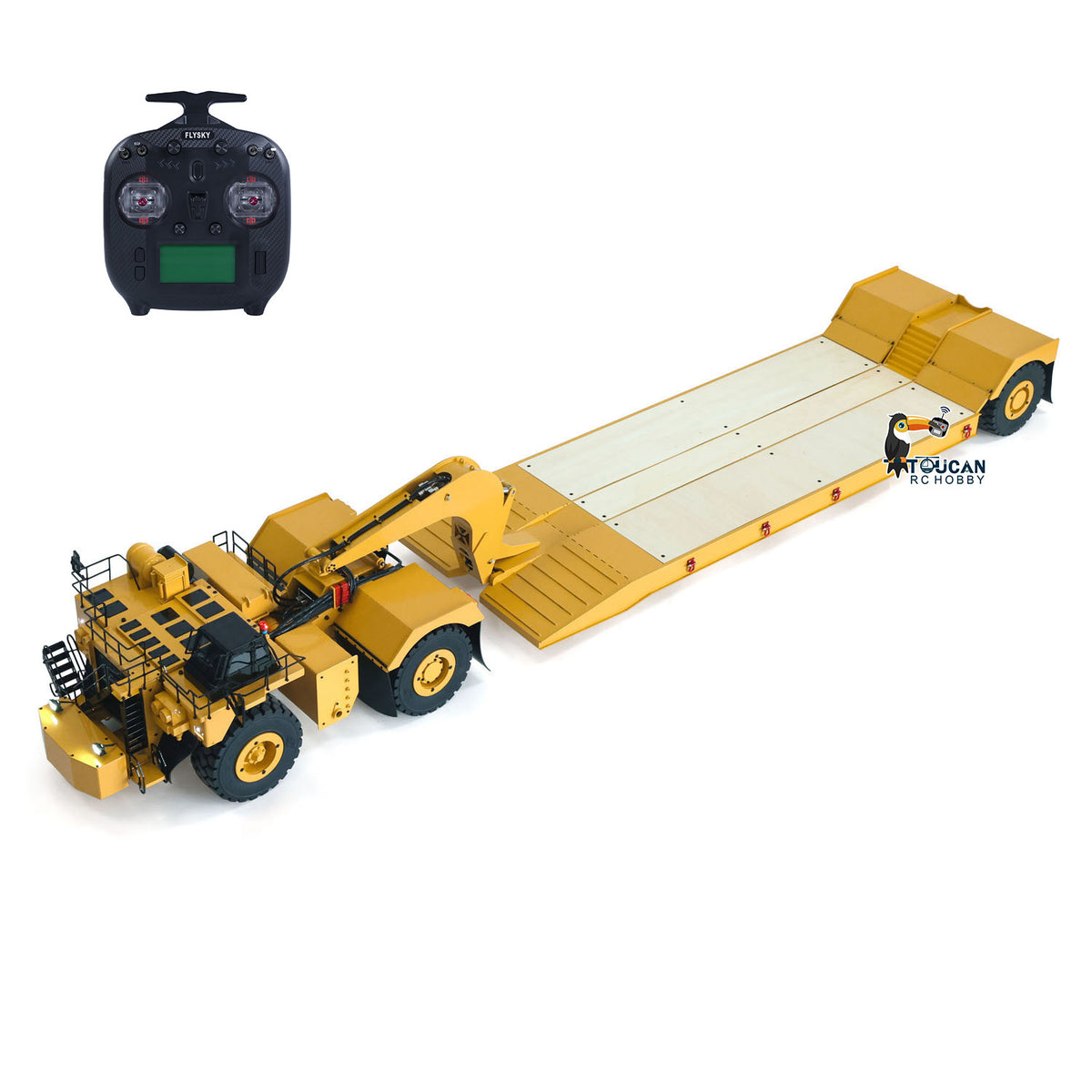 TOUCAN RC HOBBY 739D Metal 1/20 RC Hydraulic Mining Trailer Remote Control Gooseneck Engineering Vehicle 2Speed Transmission for Indoor Play