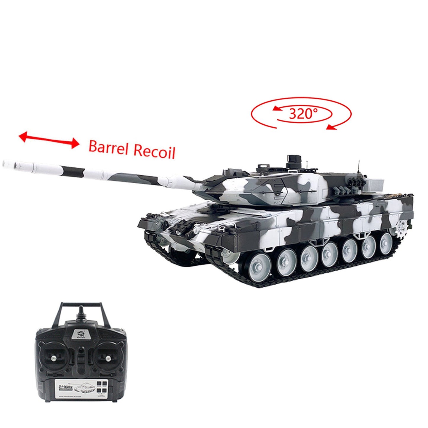 Henglong 1/16 Plastic 7.0 M1A2 Abrams 3918 RC Tank Barrel Recoil BB IR Battery Smoke 320 Degree Turret Rotation Metal Gearbox Suspension Arm