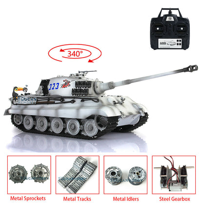 Henglong 1/16 7.0 Upgraded King Tiger 3888A RTR RC Tank BB Infrared Combat Smoke Metal Barrel Tracks Drive Idler Wheels Gearbox
