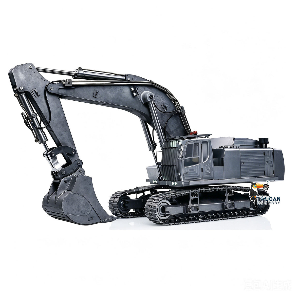 TOUCAN RC HOBBY 1/12 Metal Hydraulic Remote Control Excavator LR976 6CH Valves RC Digger RTR Model Dual Pump Brushless Motor Light Sound System