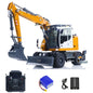 CUT Model LR914 1/14 Metal RC Hydraulic Wheel Excavator RTR 3 Arms 8-Way Valve Digger PL18EV Lite Controller Manual Quick Coupler Light & Sound System Cabin Guard Rail Tail hook for Model Collectors