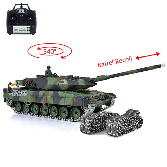 Henglong 1/16 TK7.0 German Leopard2A6 RTR RC Tank 3889 BB IR Smoke Sound Light Metal Gearbox Track with Rubber Sprockets Idlers Wheels