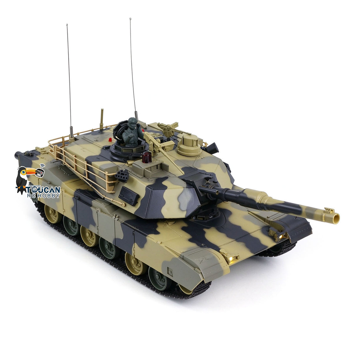 TOUCAN RC HOBBY Henglong 1/24 Plastic 3816 AbramsM1A2 RC Tank Model with Infrared Combat Turret Elevation and Depression Sound Light Smoke Unit Battery