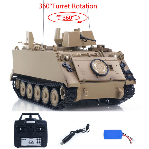 1/16 Tongde RC Tank M2412-B M113A1 ACAV Infrared 360 Turret Rotation Smoking Light Sound Remote Control Electric Model RTR