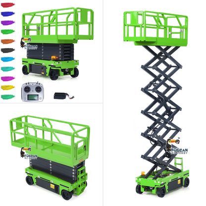 CUT C121 1/14 Metal RC Hydraulic Scissor Lift Aerial Work Platform RTR Construction Vehicle Model I6S Controller Light for Collectors and Diorama Display