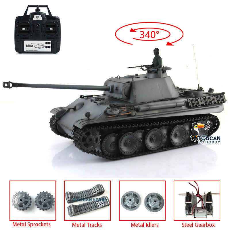 Henglong 1/16 TK7.0 Promotion German Panther G RTR RC Tank 3879 BB Infrared Combat Smoke Sound Light Metal Tracks Sprocket Wheels