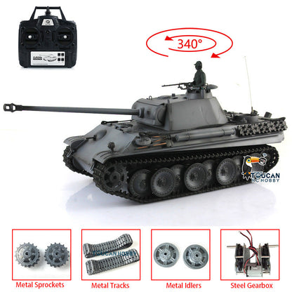 Henglong 1/16 TK7.0 Promotion German Panther G RTR RC Tank 3879 BB Infrared Combat Smoke Sound Light Metal Tracks Sprocket Wheels