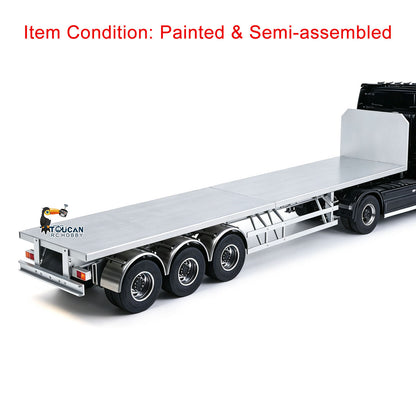 TOUCAN RC HOBBY MD Metal 3Axles Flatbed Trailer Manual Support Legs for 1/14 Remote Control Tractor Truck 770S RC Digger Loader DIY Model