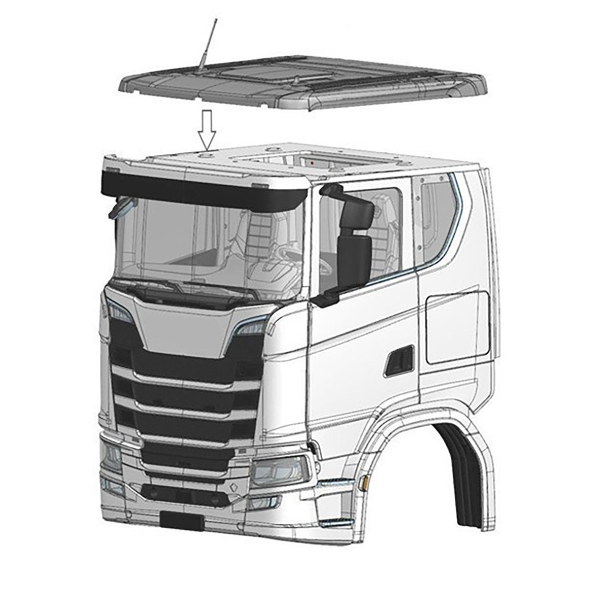 Plastic Cab Roof Spoiler Narrow Side Wing Low Roof for 1/14 DIY Remote Control Tractor Truck 770S 56368 56371 RC Car Model Accessories