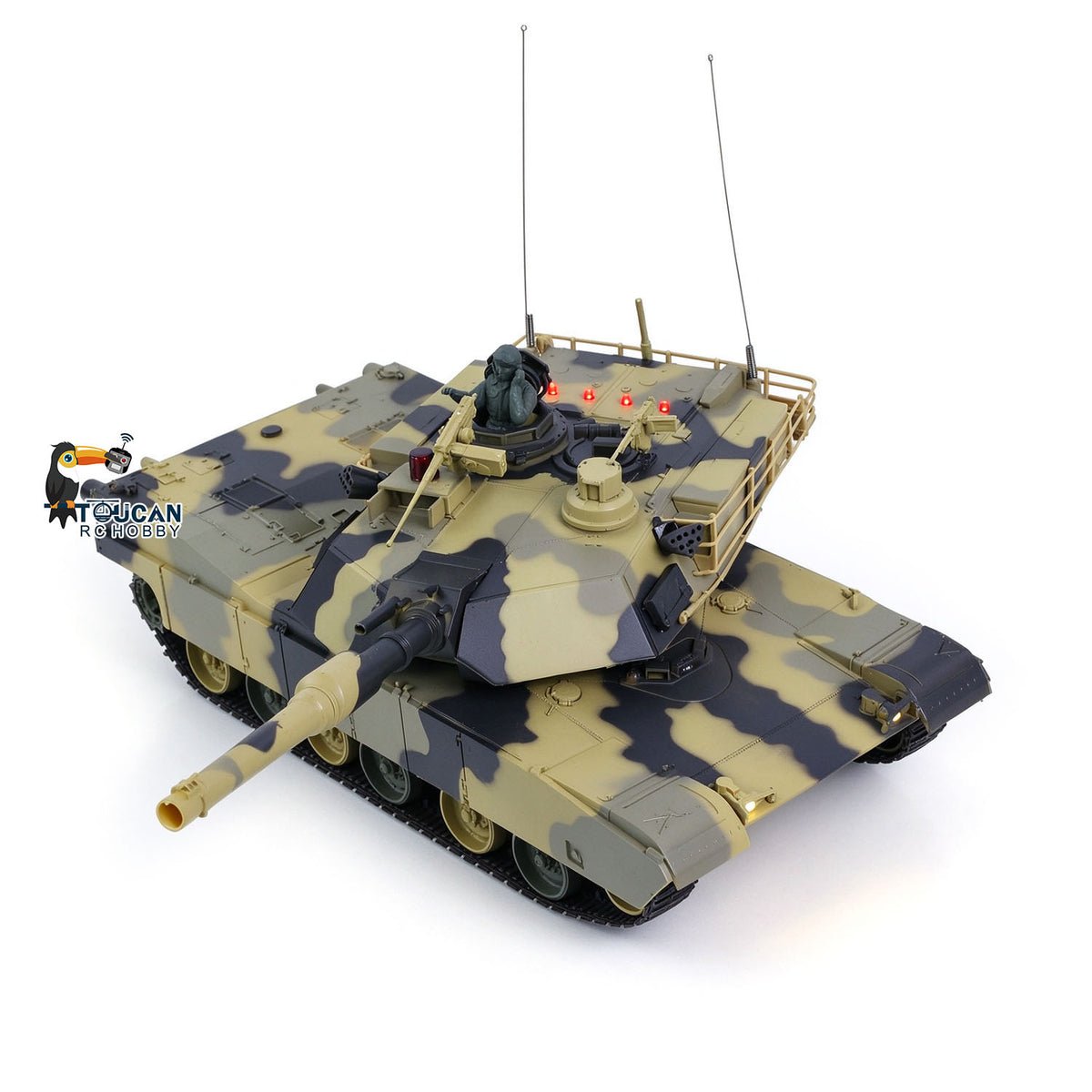 TOUCAN RC HOBBY Henglong 1/24 Plastic 3816 AbramsM1A2 RC Tank Model with Infrared Combat Turret Elevation and Depression Sound Light Smoke Unit Battery