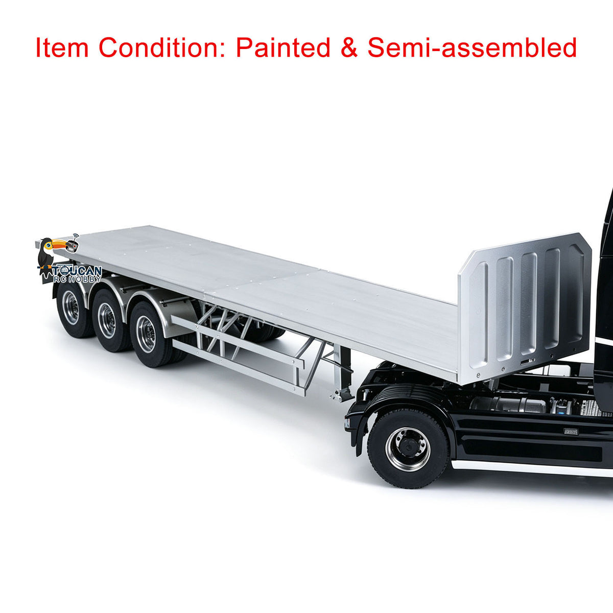 TOUCAN RC HOBBY MD Metal 3Axles Flatbed Trailer Manual Support Legs for 1/14 Remote Control Tractor Truck 770S RC Digger Loader DIY Model
