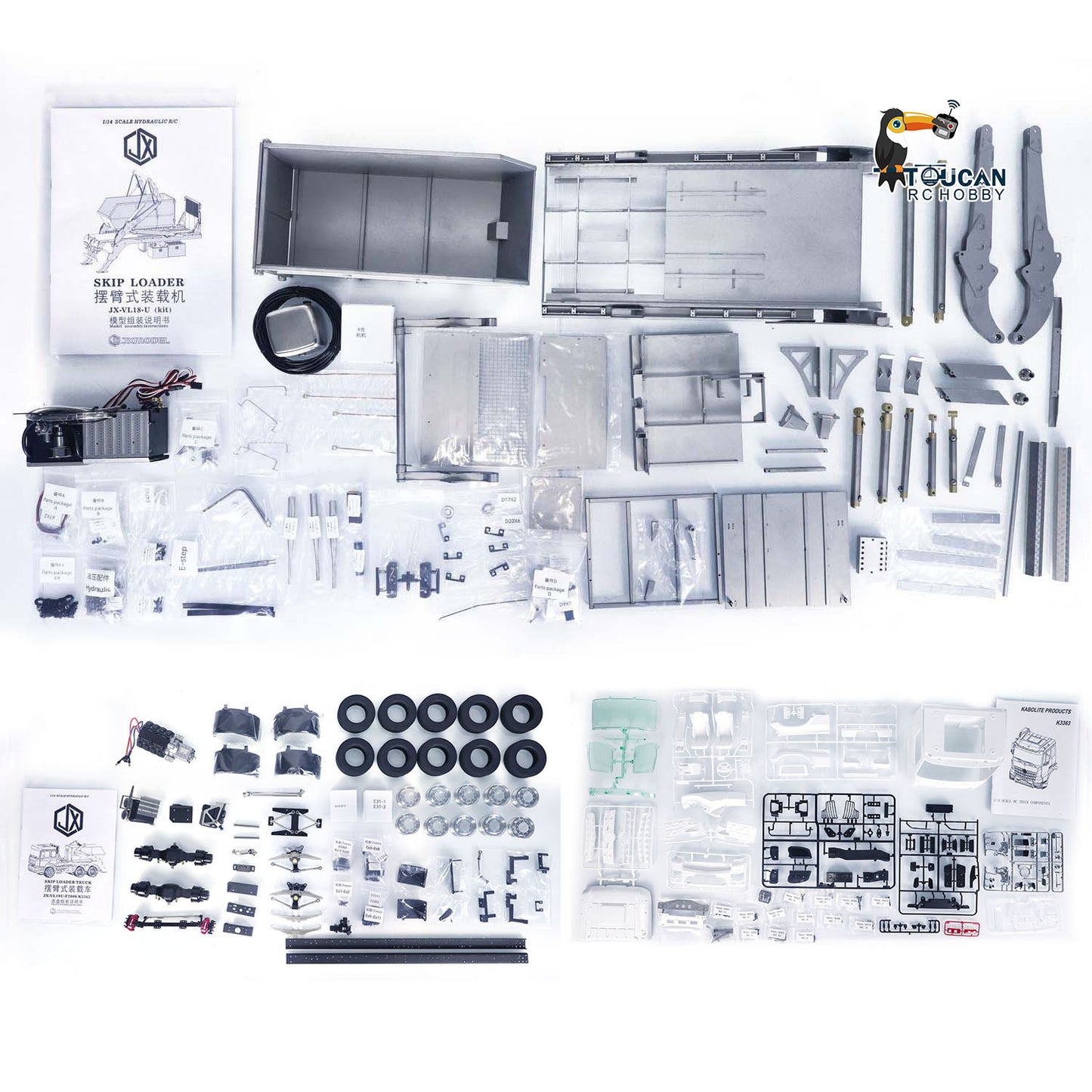 JXMODEL 1/14 Metall 6x4 RC Absetzkipper Muldenkipper Funkgesteuerter LKW Schwingarme Elektro Spielzeugauto Bausätze K3363 VL18U