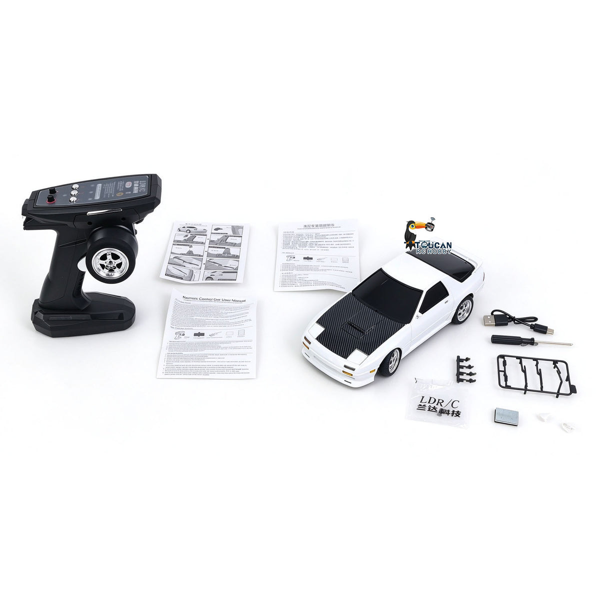 TOUCAN RC HOBBY LDRC 1/18 RX7 RC Racing Car RWD Gyroscope Wireless Control Drift Vehicles LD1802 Premium Mini Drift Design All-Nylon Chassis RC Model