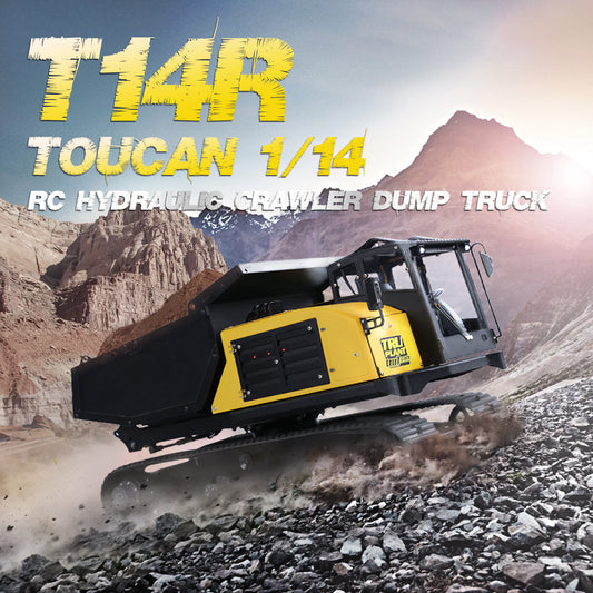TOUCAN-T14R 1/14 Metal Hydraulic RC Crawler Dump Truck RTR w/Light & Sound Yellow-Black
