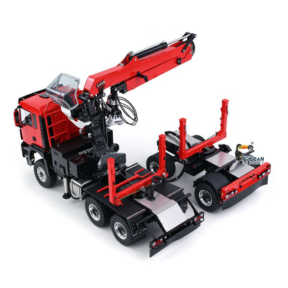 TOUCAN RC HOBBY PROMOTION LESU 1/14 RC Logging Truck Timber Trucks Hydraulic Crane Trailer Remote Control Lorry 6x6 Metal Chassis 8CH Valves Light Sound