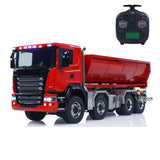 Metal 1/14 Remote Control Hydraulic Dump Truck SC 770S 8X8 RC Full Tipper Differential Lock Lights Sounds FlySky ST8 Radio