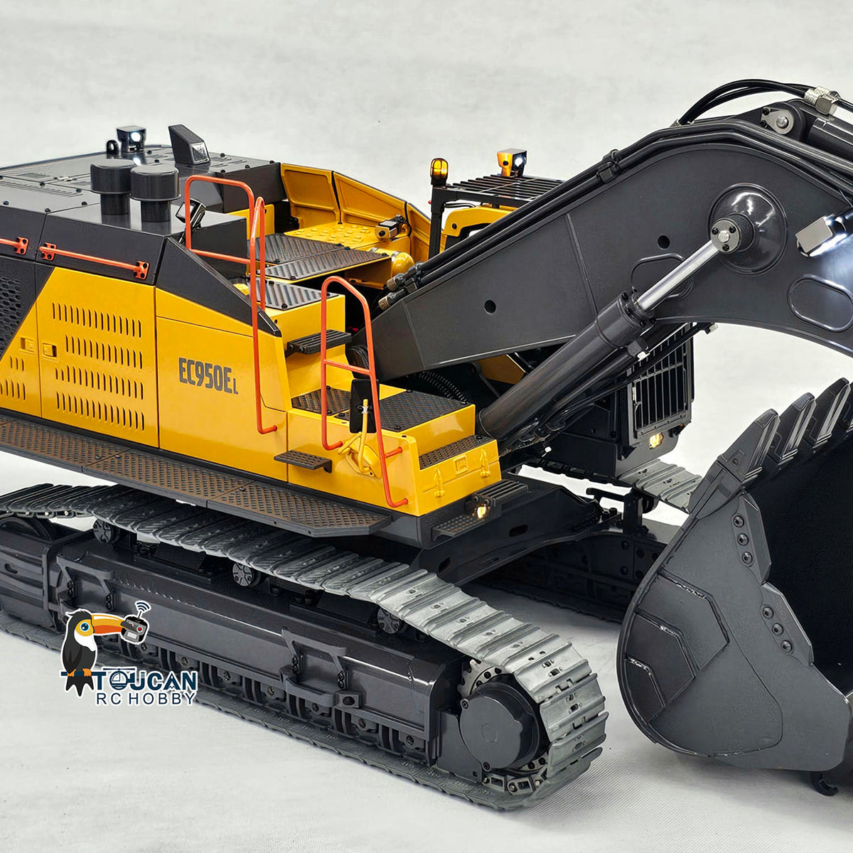 TOUCAN RC HOBBY 1/14 Metal RC Hydraulic Excavator EC950 RTR Dual Pump Digger Model 8CH Valve Hydraulic Lifting Counterweight Ripper PL18EV LITE