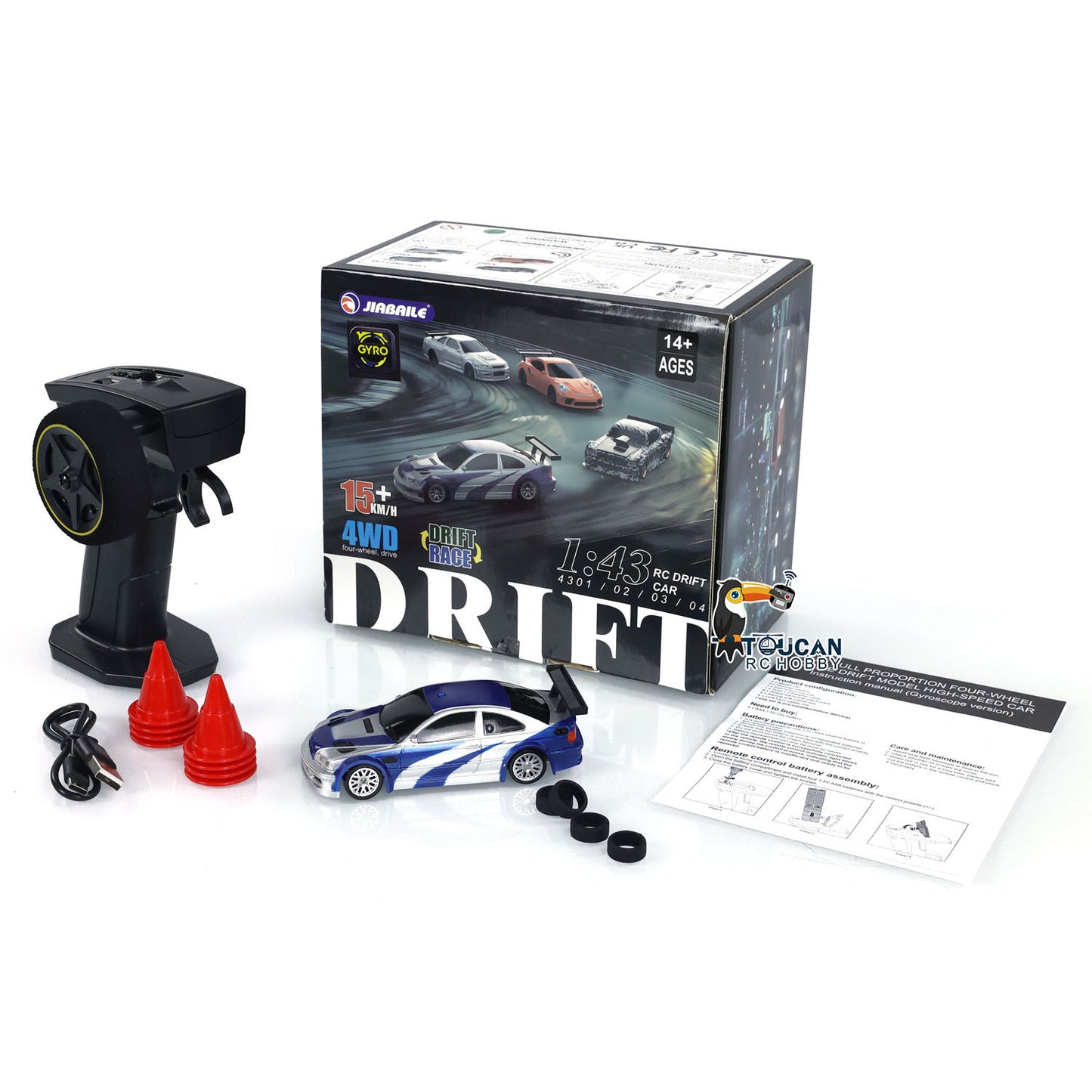 RC-Drift-Rennwagen im Maßstab 1/43, Gyro, 4WD, fahrbereit, Mini-Auto, Spielzeug, Hochgeschwindigkeitsmodell